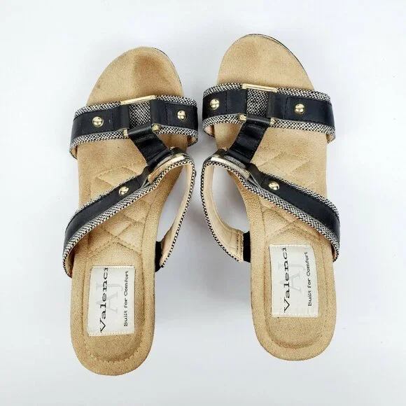AJ Valenci Women's Black Buckle Wedge Sandals #902752 Sz 7.5M EUC - Picture 5 of 10